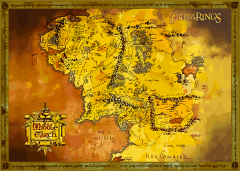 Póster El señor de los anillos mapa de la tierra media gran formato
