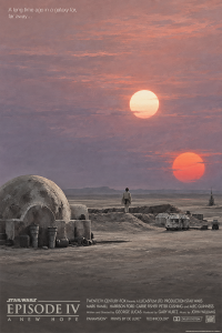 Póster La guerra de las galaxias: Episodio IV - Una nueva esperanza, atardecer en Tatooine