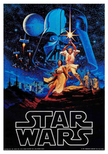 Póster La guerra de las galaxias. Episodio IV: Una nueva esperanza, 1977 protagonistas
